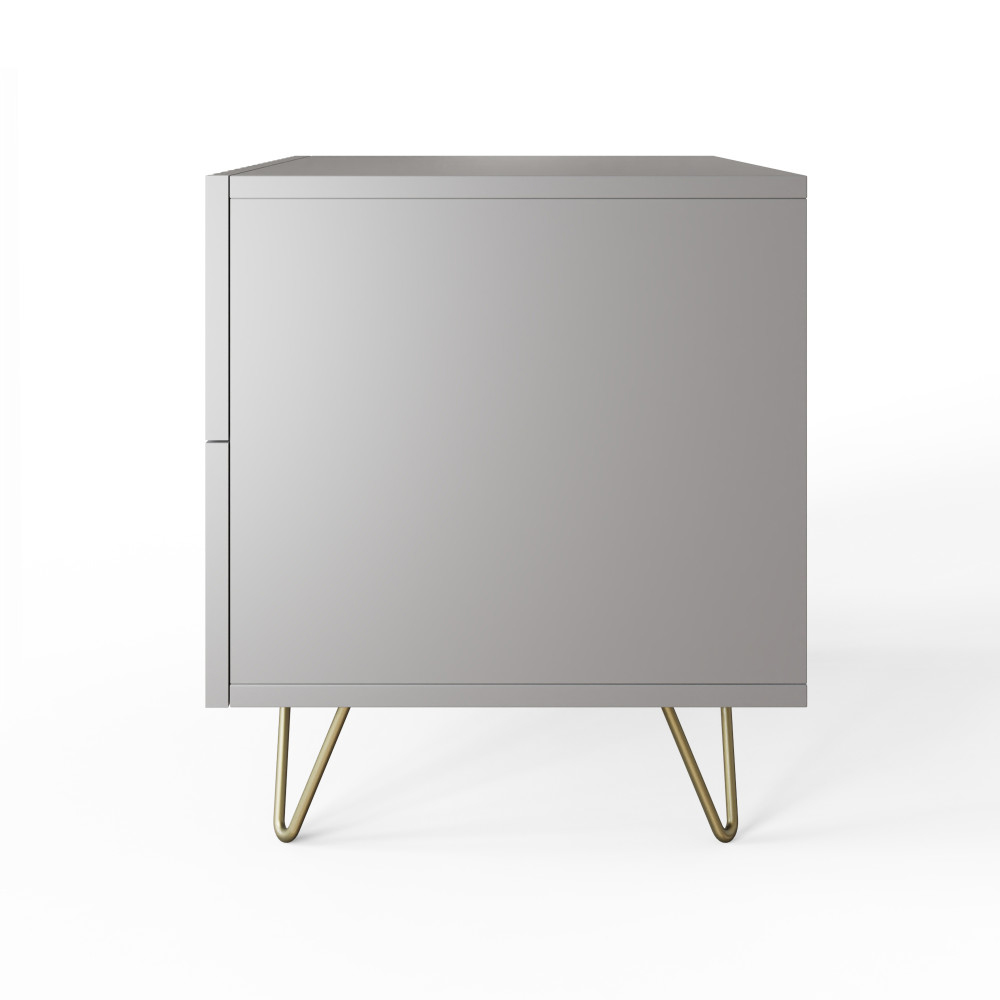 Torrington Wooden Bedside Cabinet with 2 Drawers in Grey