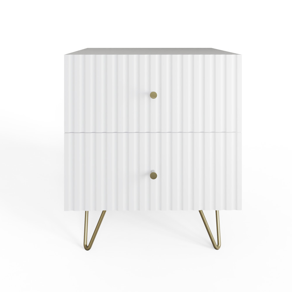 Torrington Wooden Bedside Cabinet with 2 Drawers in White