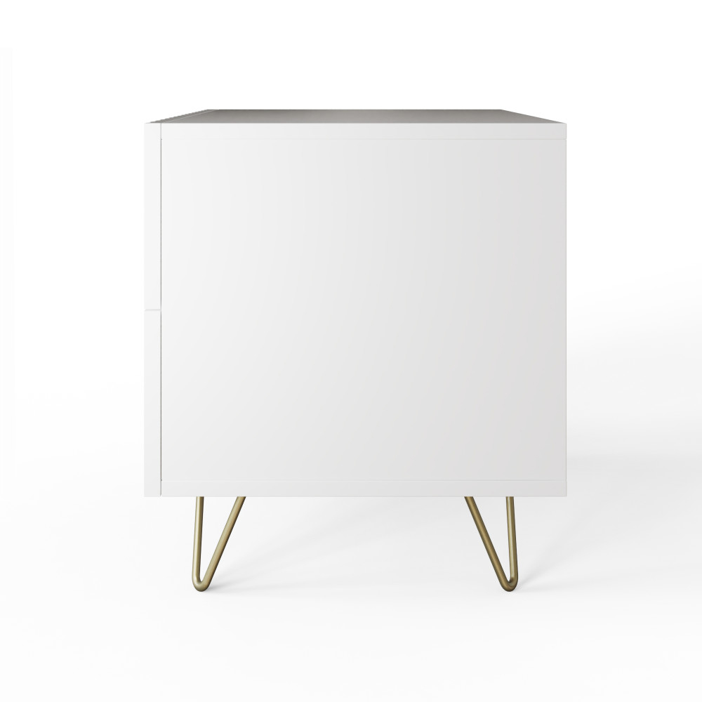 Torrington Wooden Bedside Cabinet with 2 Drawers in White