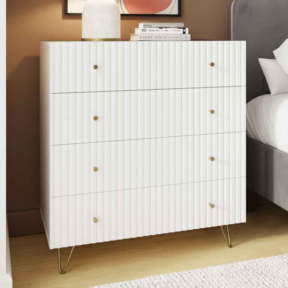 Torrington Wooden Chest of 4 Drawers in White