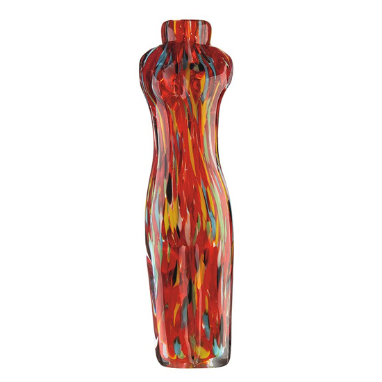 Torso Glass Decorative Vase In Red And Multicolor_2