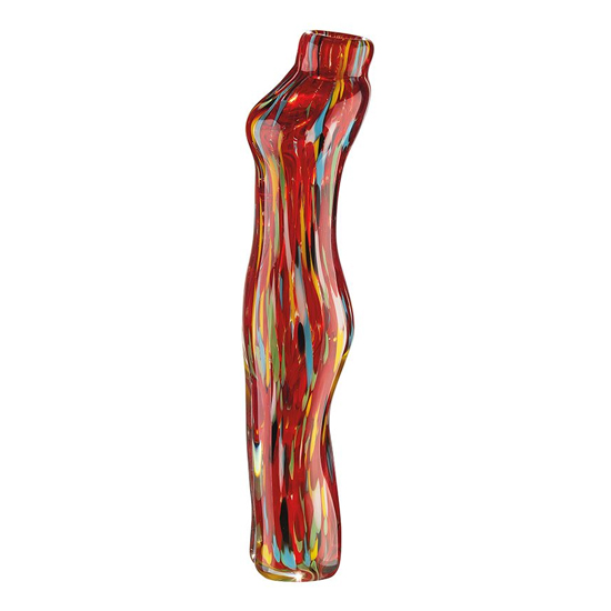Torso Glass Decorative Vase In Red And Multicolor_3