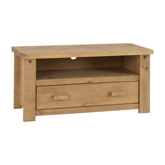 Photo of Torsal wooden 1 drawer tv stand in waxed pine