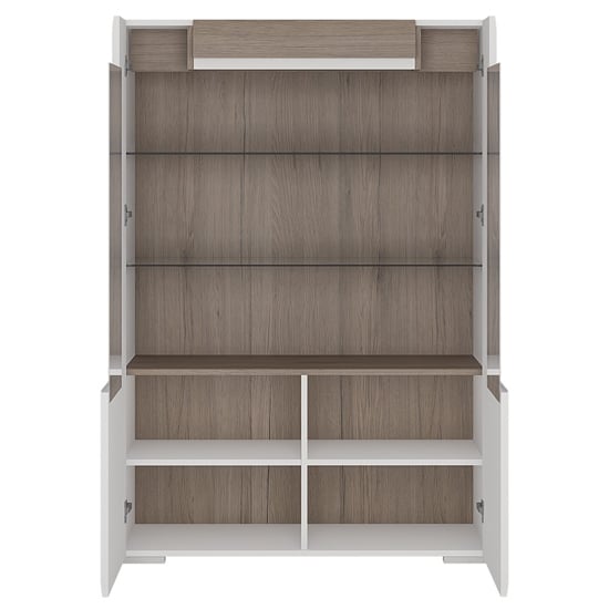 Tortola LED Low Wooden Display Cabinet In Oak And White Gloss_3