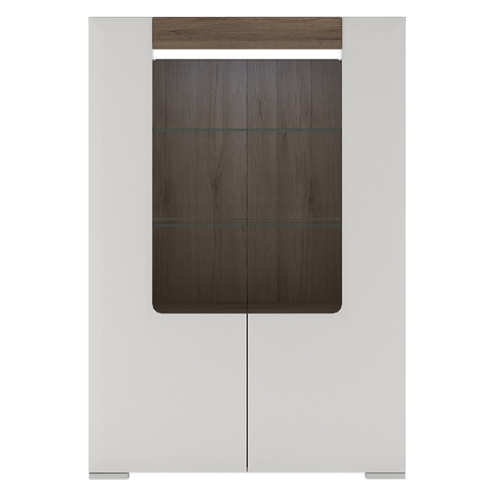 Tortola LED Low Wooden Display Cabinet In Oak And White Gloss_4