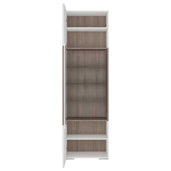 Tortola LED Tall Wooden Display Cabinet In Oak And White Gloss_4