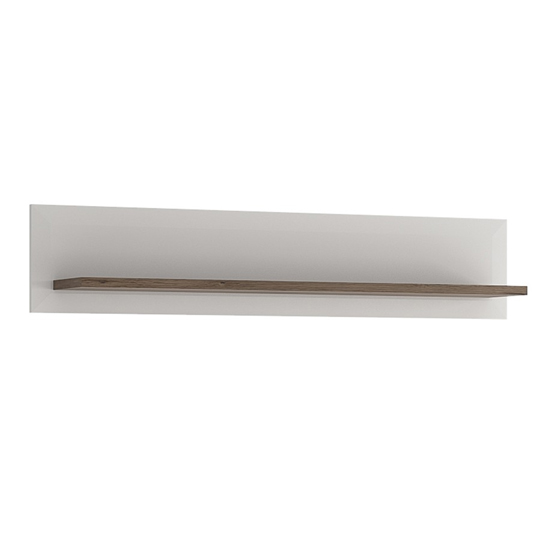 Tortola Small Wooden Wall Shelf In Oak And White