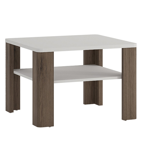 Tortola Square Wooden Coffee Table In Oak And White