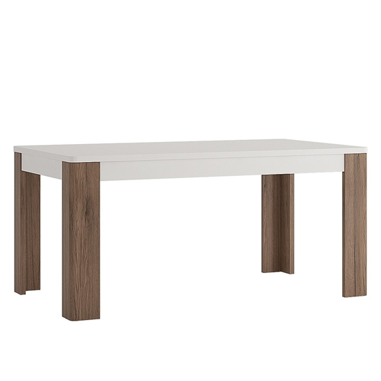 Product photograph of Tortola Wooden Dining Table In Oak And White from Furniture in Fashion