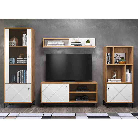 Torun Wooden Living Room Furniture Set 1 In Matt White And Oak