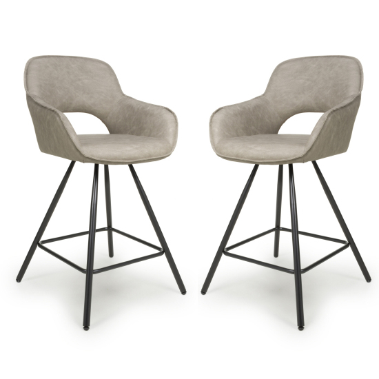 Read more about Torun mink leather bar chairs with black legs in pair