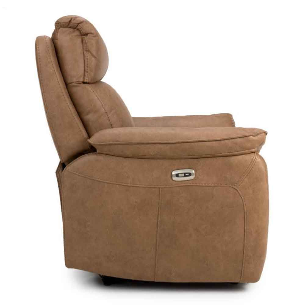 Torvani Faux Leather Electric Recliner 1 Seater Sofa in Brown