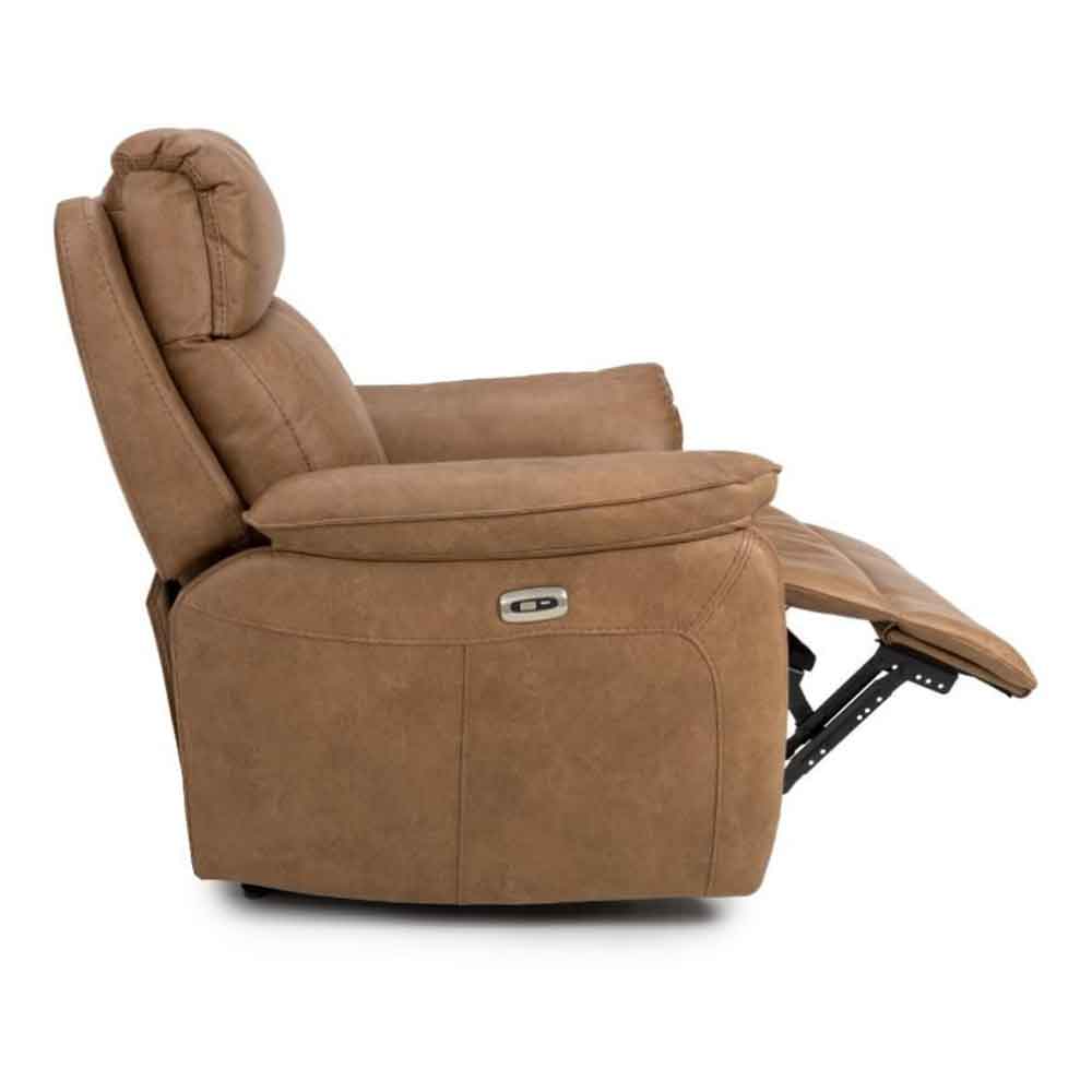 Torvani Faux Leather Electric Recliner 1 Seater Sofa in Brown