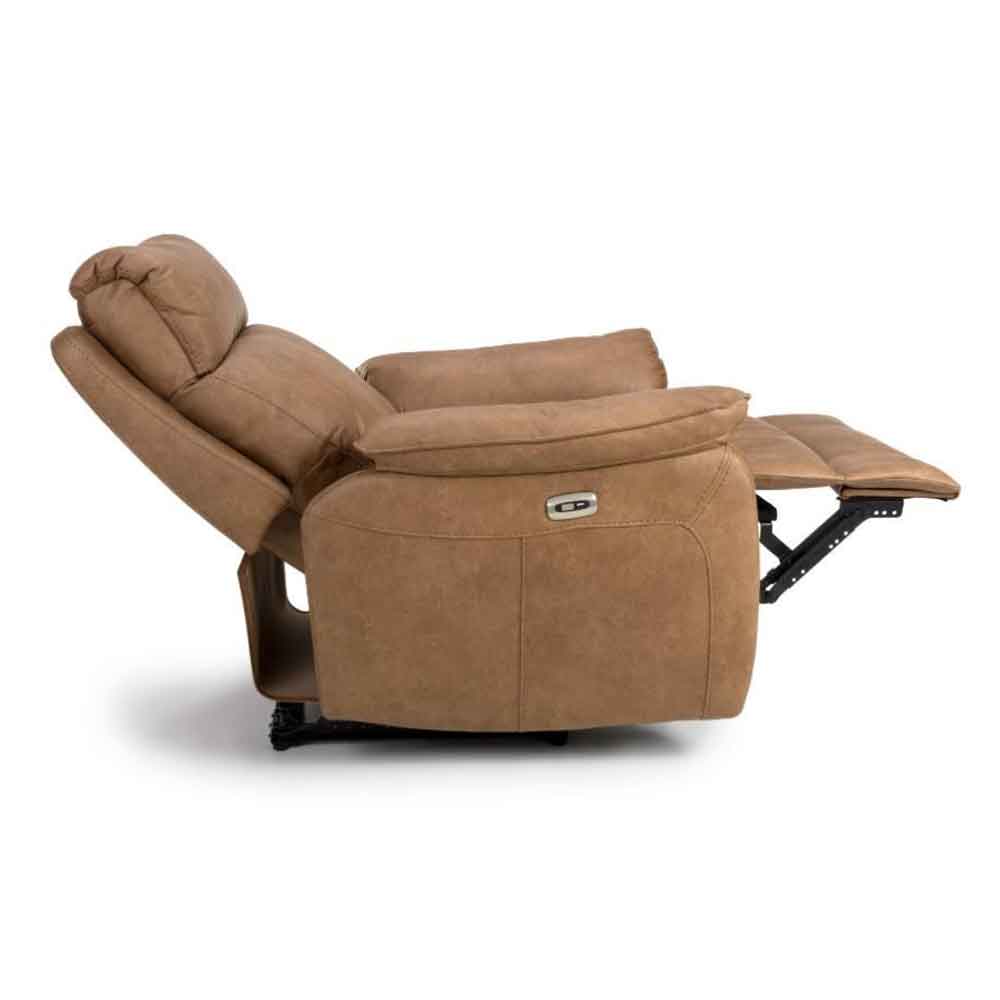 Torvani Faux Leather Electric Recliner 1 Seater Sofa in Brown