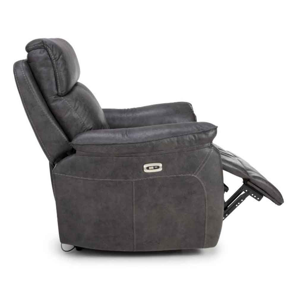 Torvani Faux Leather Electric Recliner 1 Seater Sofa in Dark Grey