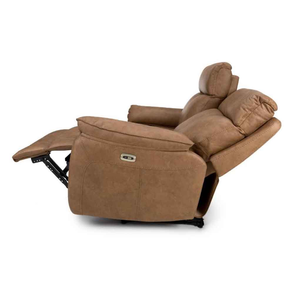 Torvani Faux Leather Electric Recliner 2 Seater Sofa in Brown