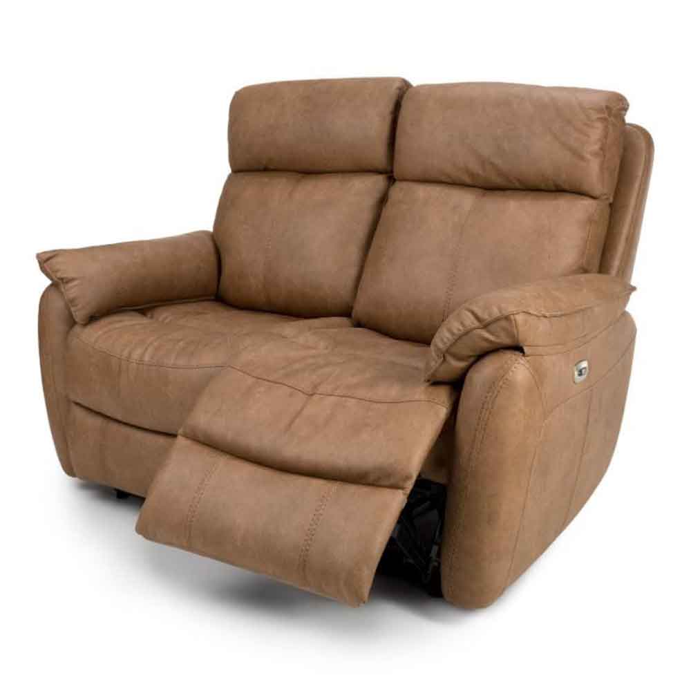 Torvani Faux Leather Electric Recliner 2 Seater Sofa in Brown