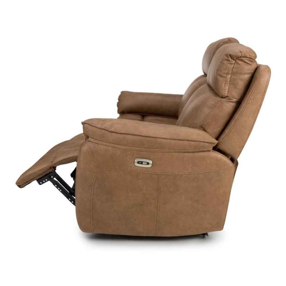 Torvani Faux Leather Electric Recliner 2 Seater Sofa in Brown