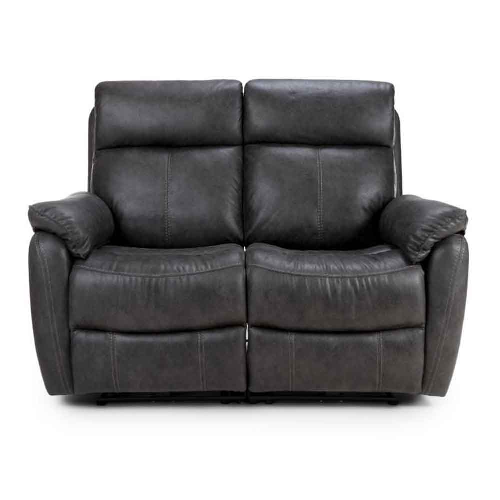 Torvani Faux Leather Electric Recliner 2 Seater Sofa in Dark Grey