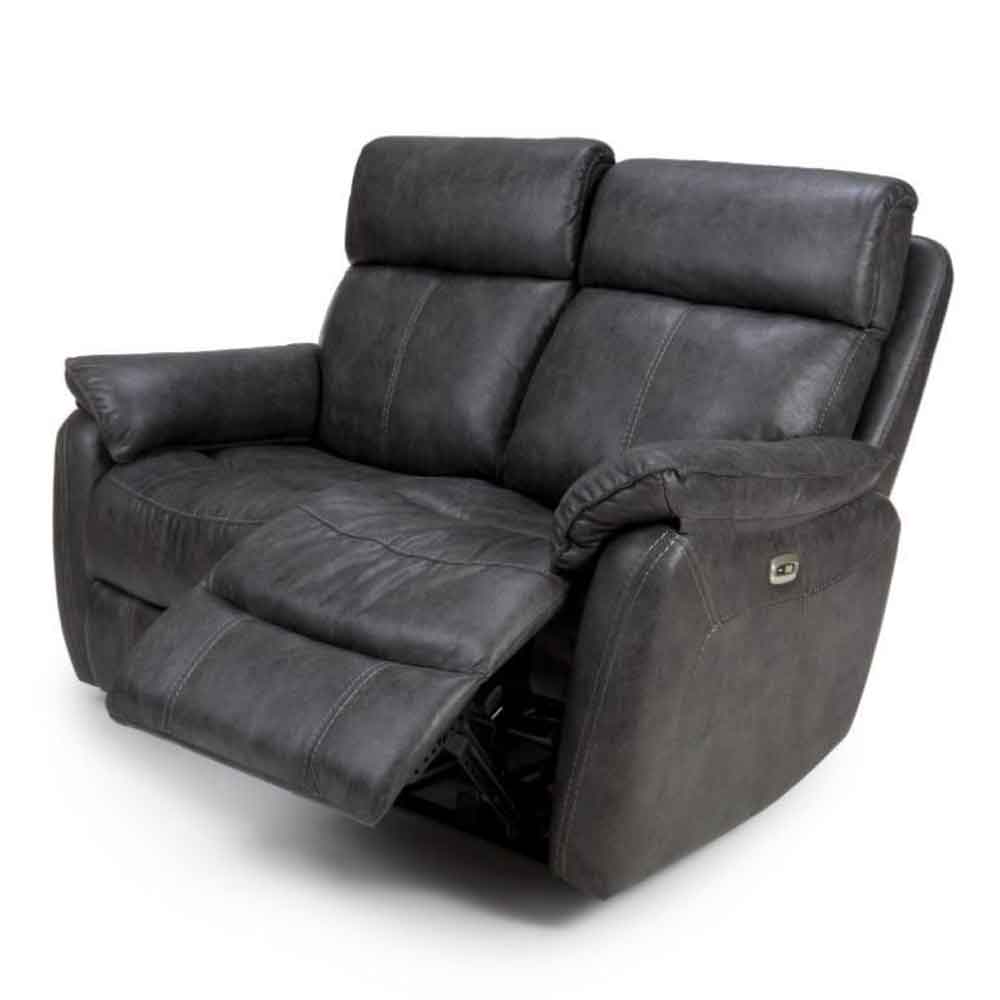 Torvani Faux Leather Electric Recliner 2 Seater Sofa in Dark Grey