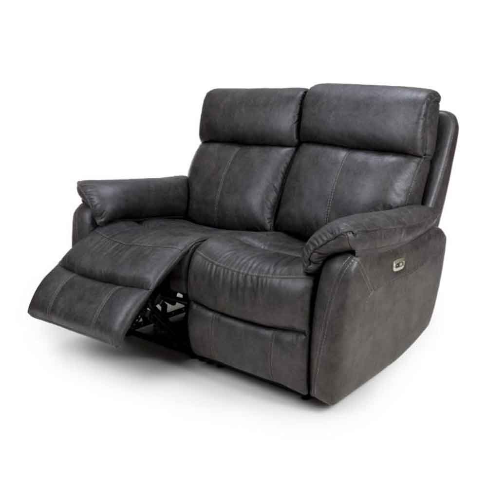 Torvani Faux Leather Electric Recliner 2 Seater Sofa in Dark Grey