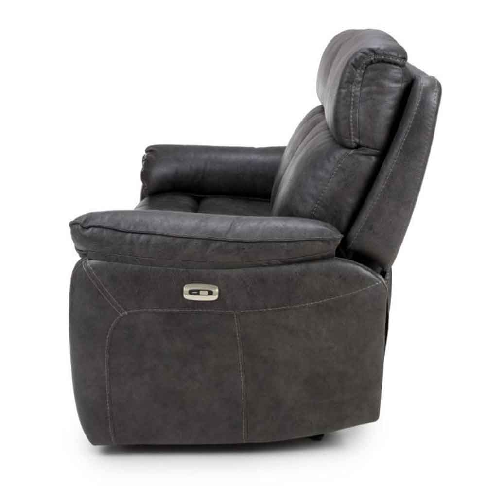 Torvani Faux Leather Electric Recliner 2 Seater Sofa in Dark Grey