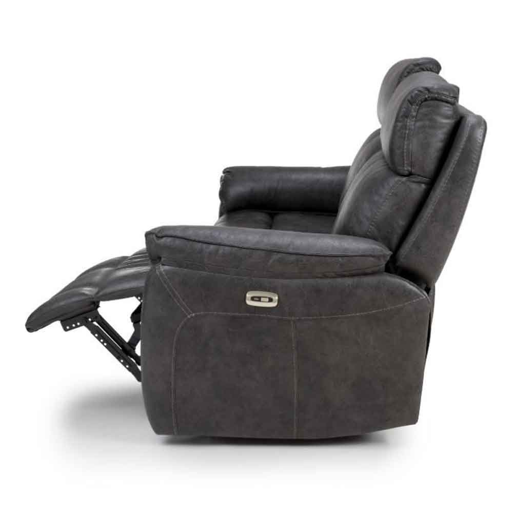 Torvani Faux Leather Electric Recliner 2 Seater Sofa in Dark Grey