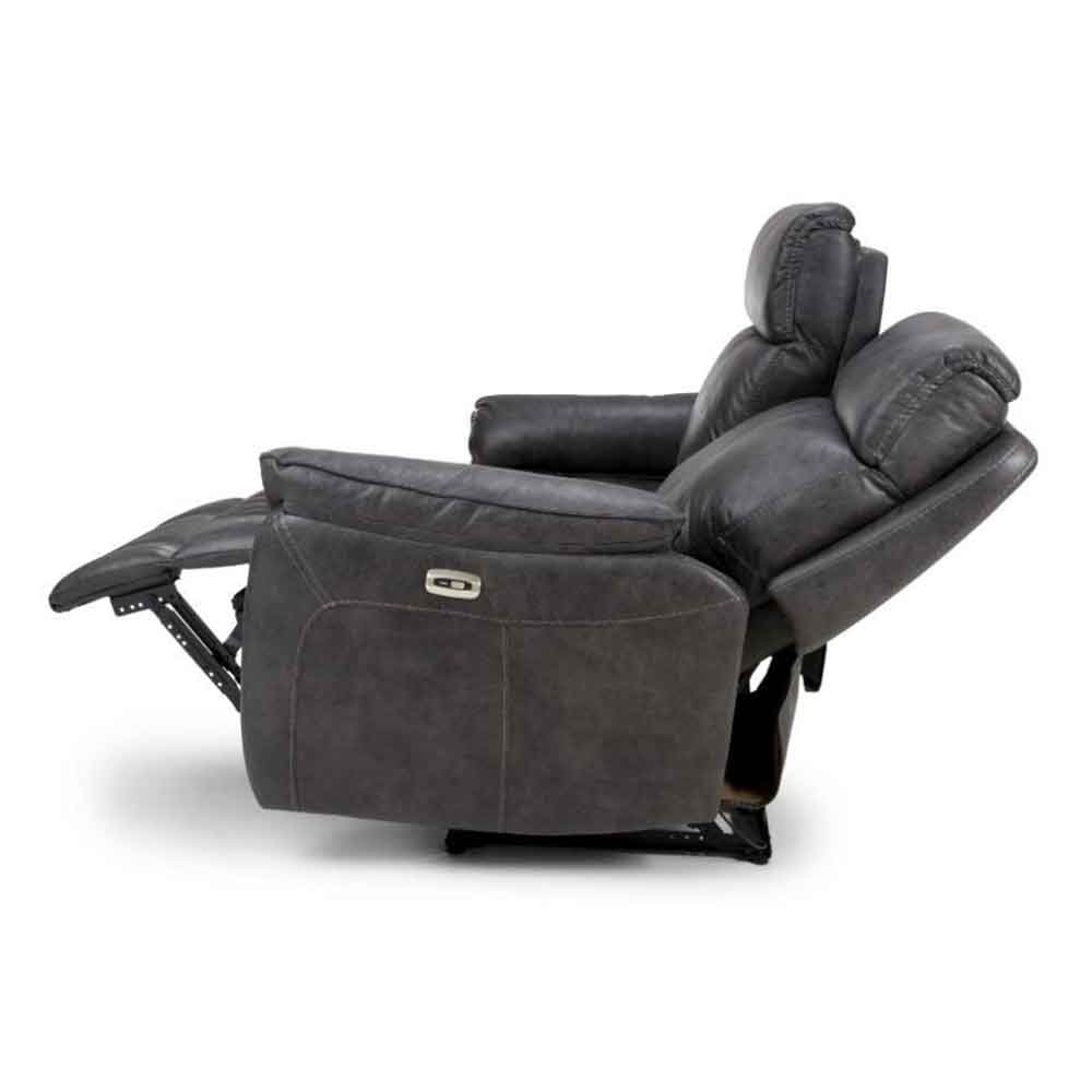 Torvani Faux Leather Electric Recliner 2 Seater Sofa in Dark Grey