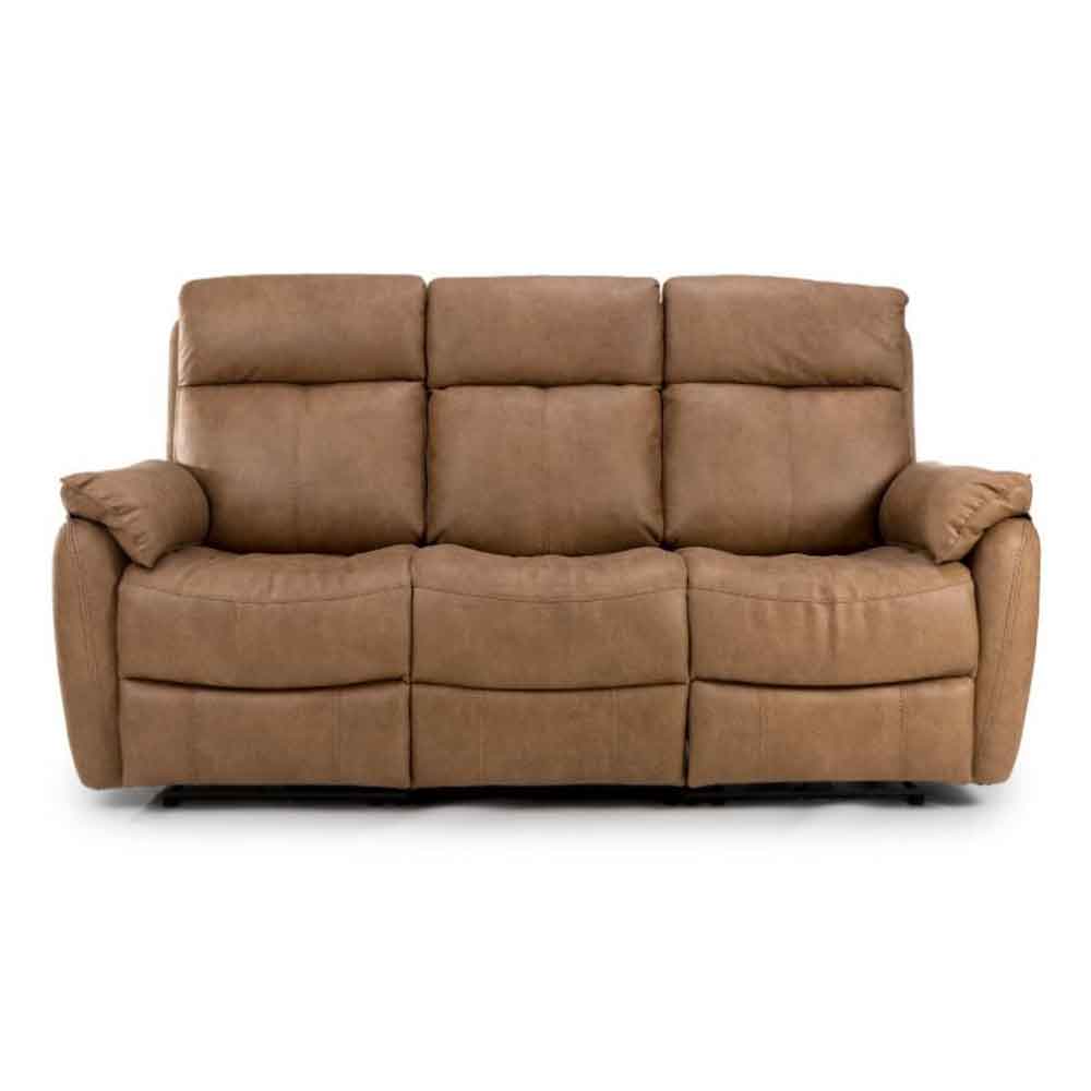Torvani Faux Leather Electric Recliner 3 Seater Sofa in Brown