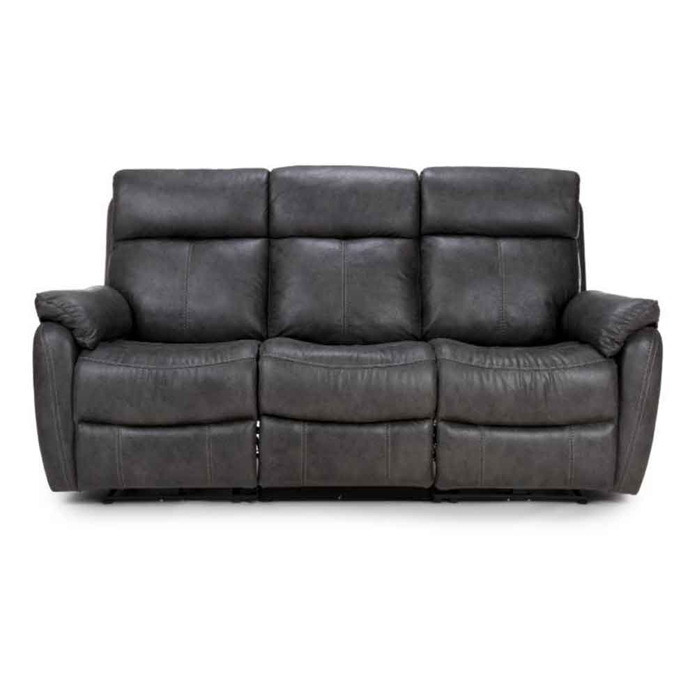 Torvani Faux Leather Electric Recliner 3 Seater Sofa in Dark Grey