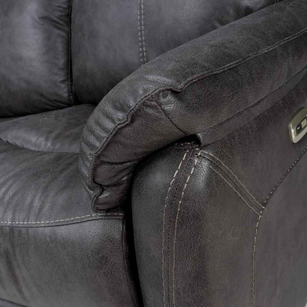 Torvani Faux Leather Electric Recliner 3 Seater Sofa in Dark Grey