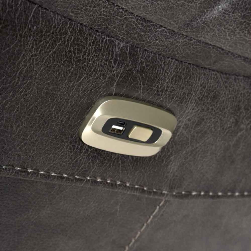 Torvani Faux Leather Electric Recliner 3 Seater Sofa in Dark Grey