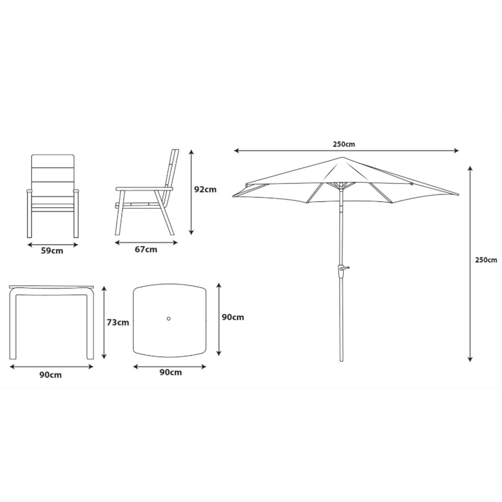 Tosano Garden Ceramic Glass Stone Top Dining Set with 2.5m Parasol in Sage Green and Cream