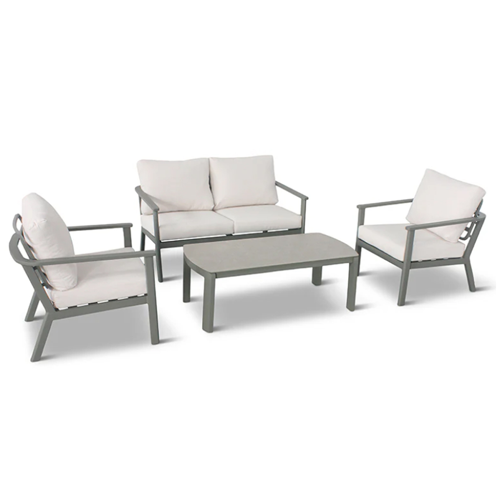 Tosano Garden Ceramic Glass Stone Top Lounge Set in Sage Green and Cream