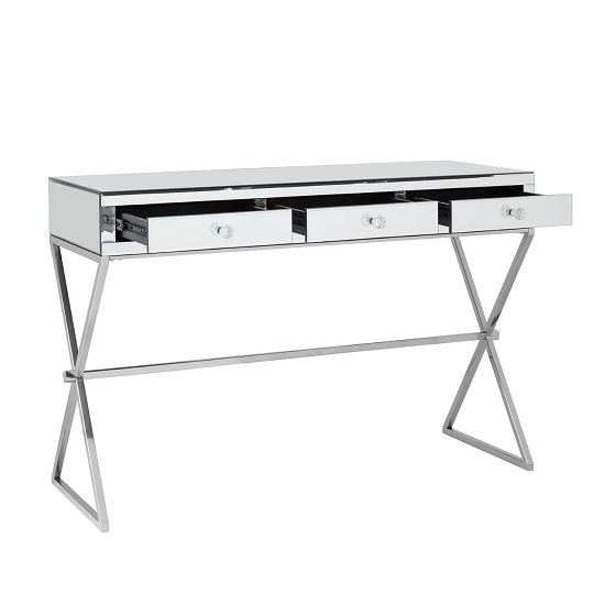 Totem Mirrored Glass Console Table With 3 Drawers In Silver_3