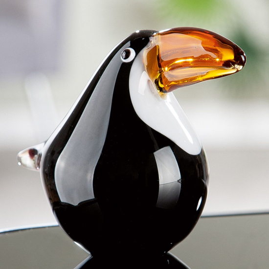 Product photograph of Toucan Glass Bird Design Sculpture In Black from Furniture in Fashion