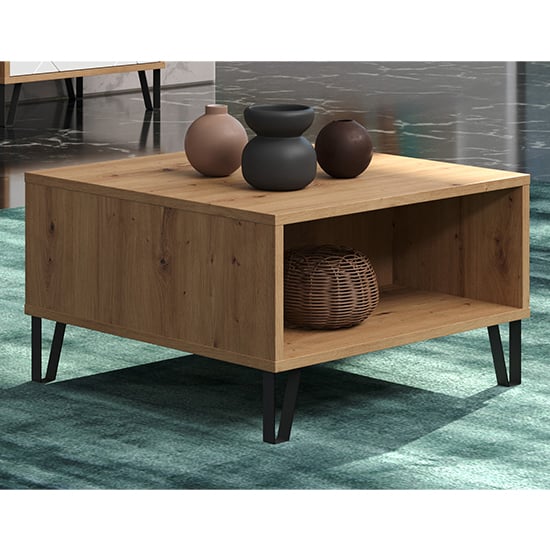 Photo of Touch wooden coffee table in matt white and artisan oak