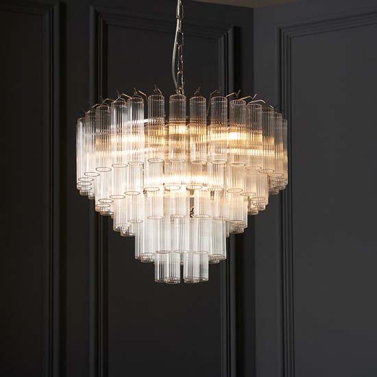 Product photograph of Toulon 12 Lights Ceiling Pendant Light In Polished Nickel from Furniture in Fashion
