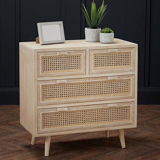 Read more about Toulon wooden chest of 4 drawers in light washed oak