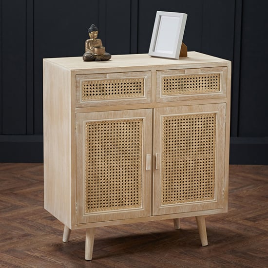 Photo of Toulon wooden sideboard with 2 doors in light washed oak