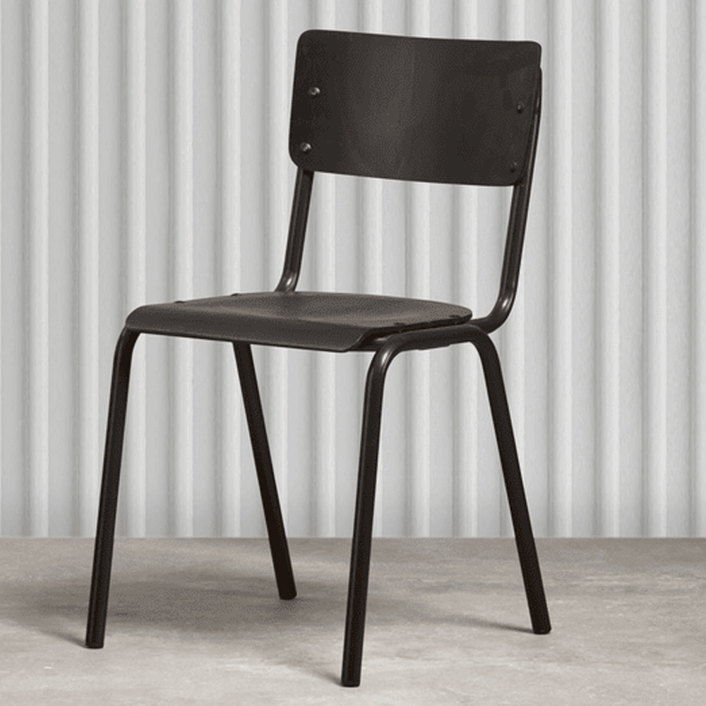 Toulouse Black Wooden Stacking Bar Chairs In Pair