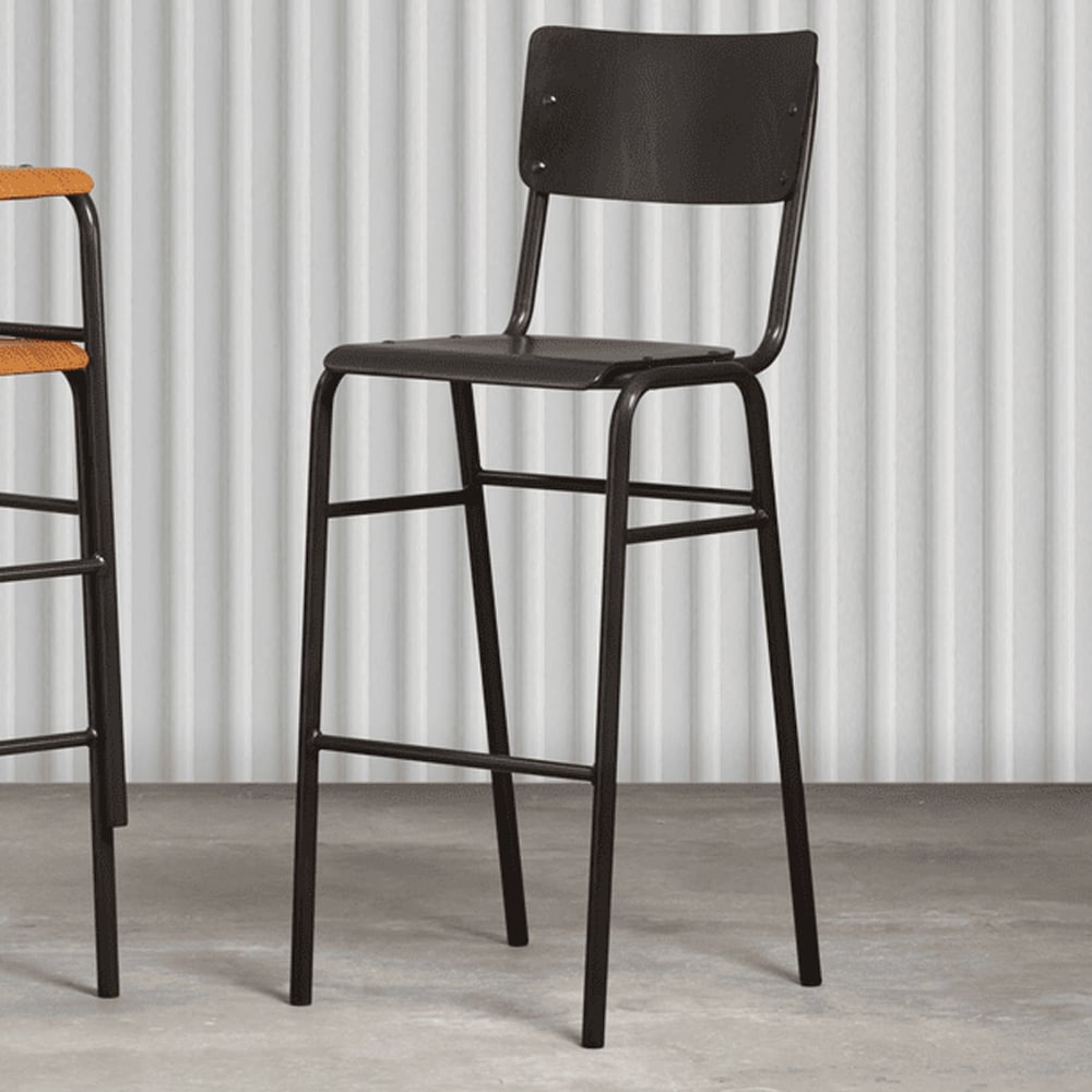 Toulouse Black Wooden Stacking Bar Stools In Pair