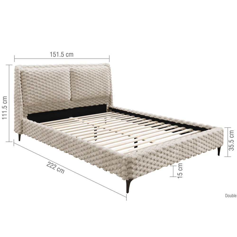 Toulouse Fabric Double Bed In White