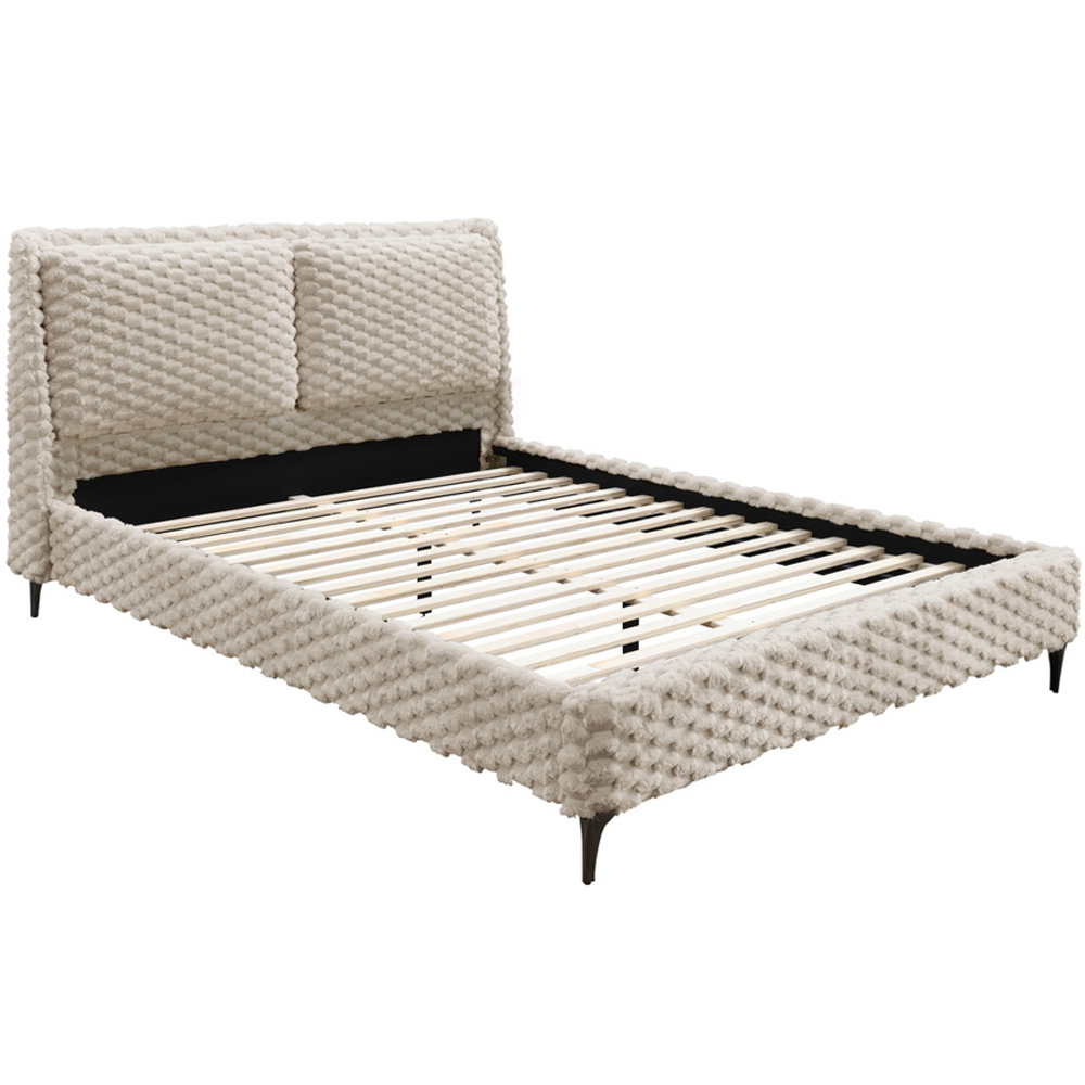 Toulouse Fabric King Size Bed In White