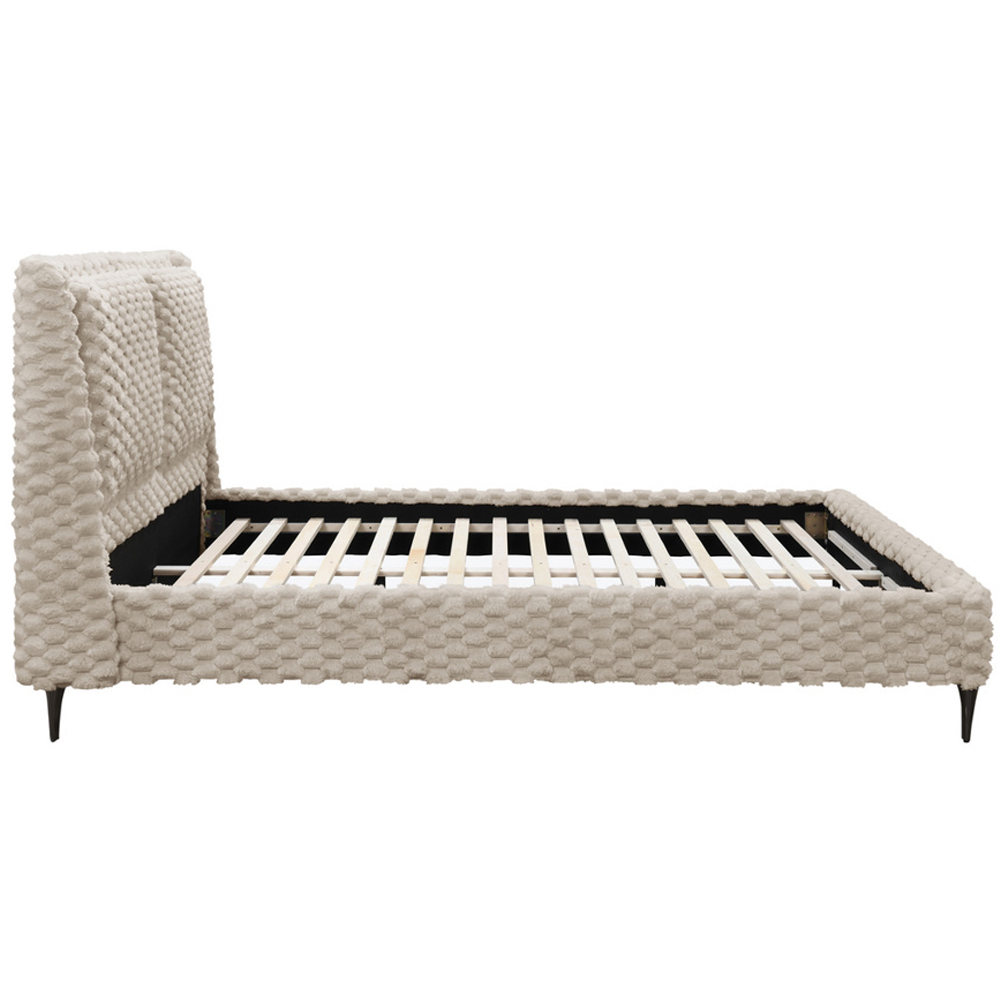 Toulouse Fabric King Size Bed In White