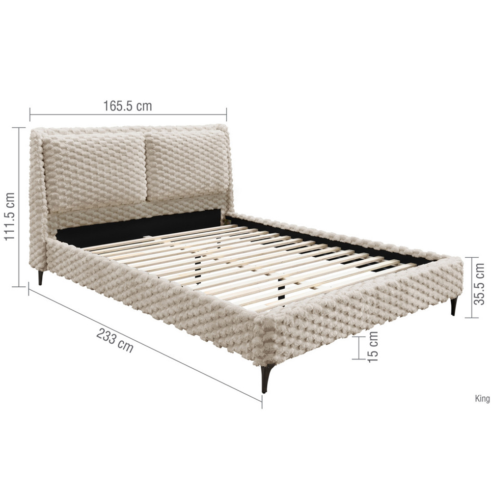 Toulouse Fabric King Size Bed In White