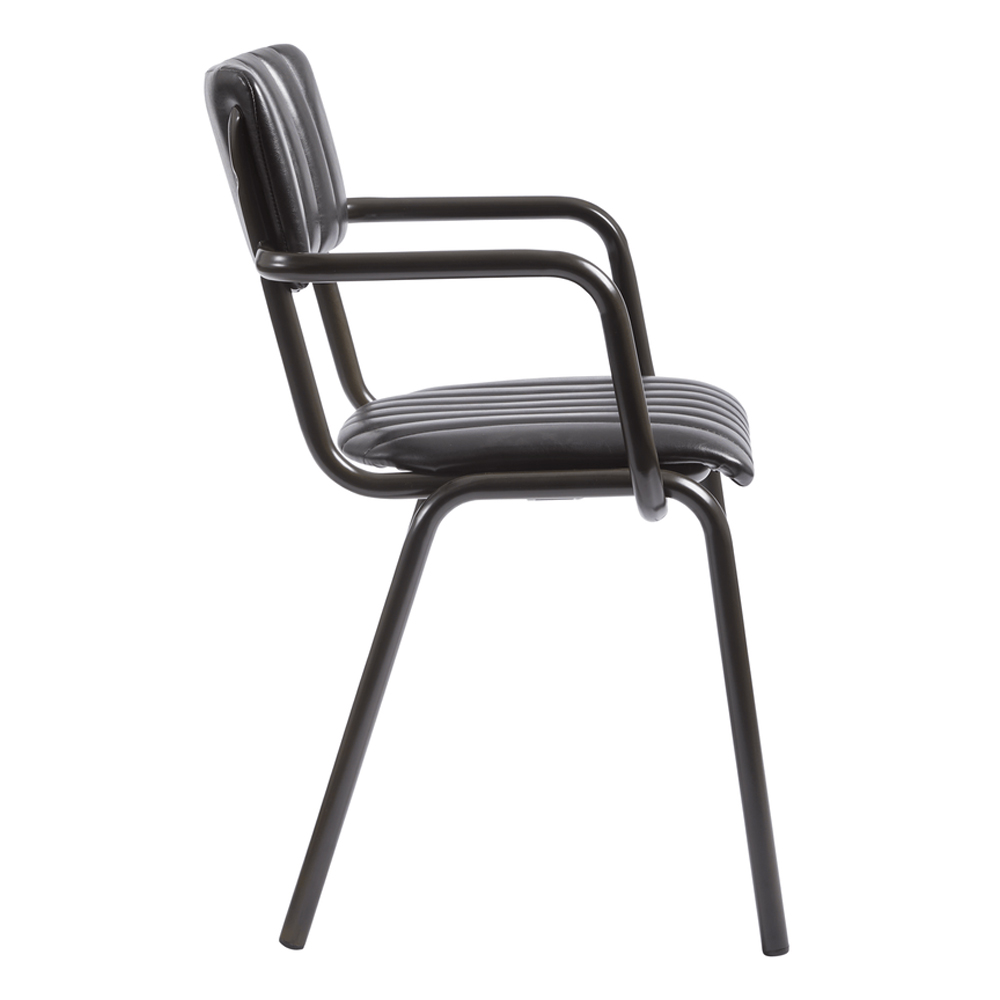 Toulouse Faux Leather Stacking Armchair In Vintage Black