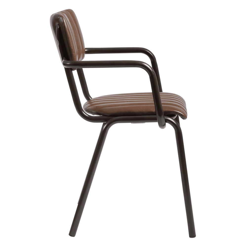 Toulouse Faux Leather Stacking Armchair In Vintage Brown
