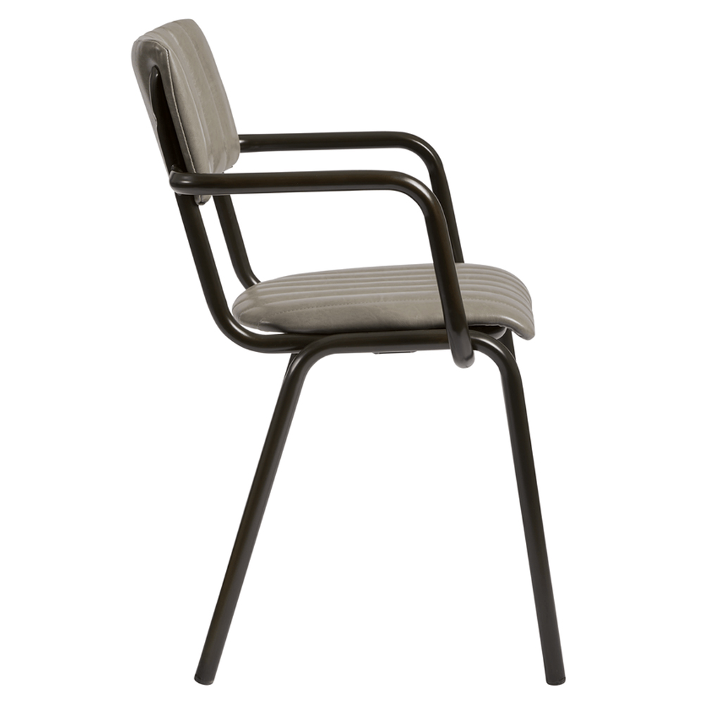 Toulouse Faux Leather Stacking Armchair In Vintage Dark Grey