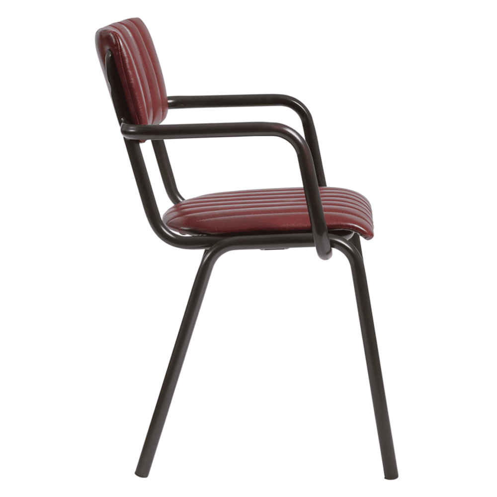 Toulouse Faux Leather Stacking Armchair In Vintage Red